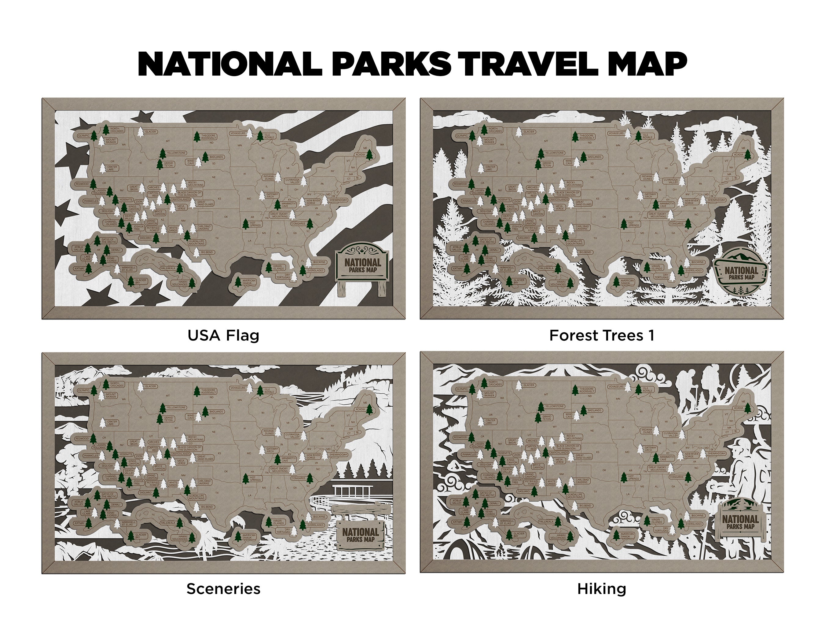 National Park Travel Map - Tree Tracker
