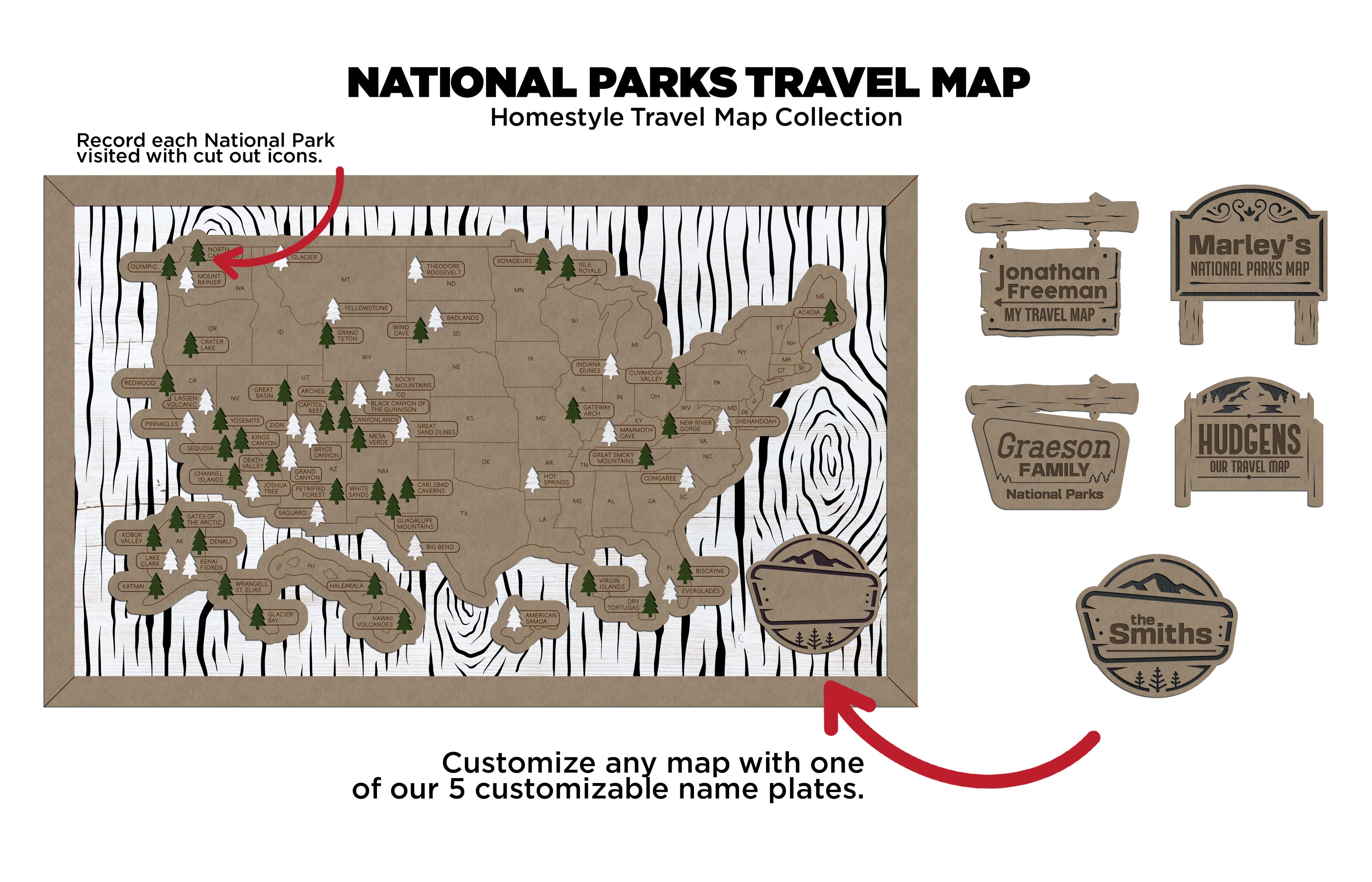 National Park Travel Map - Tree Tracker